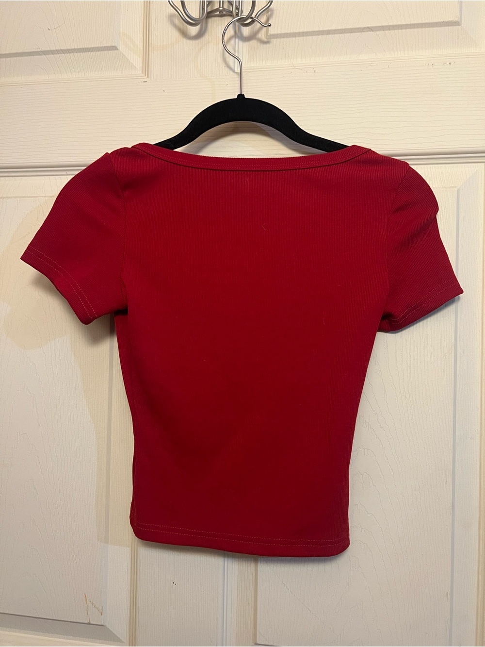 SHEIN Red Scoop Neck Short Sleeve Top - Picture 2 of 2